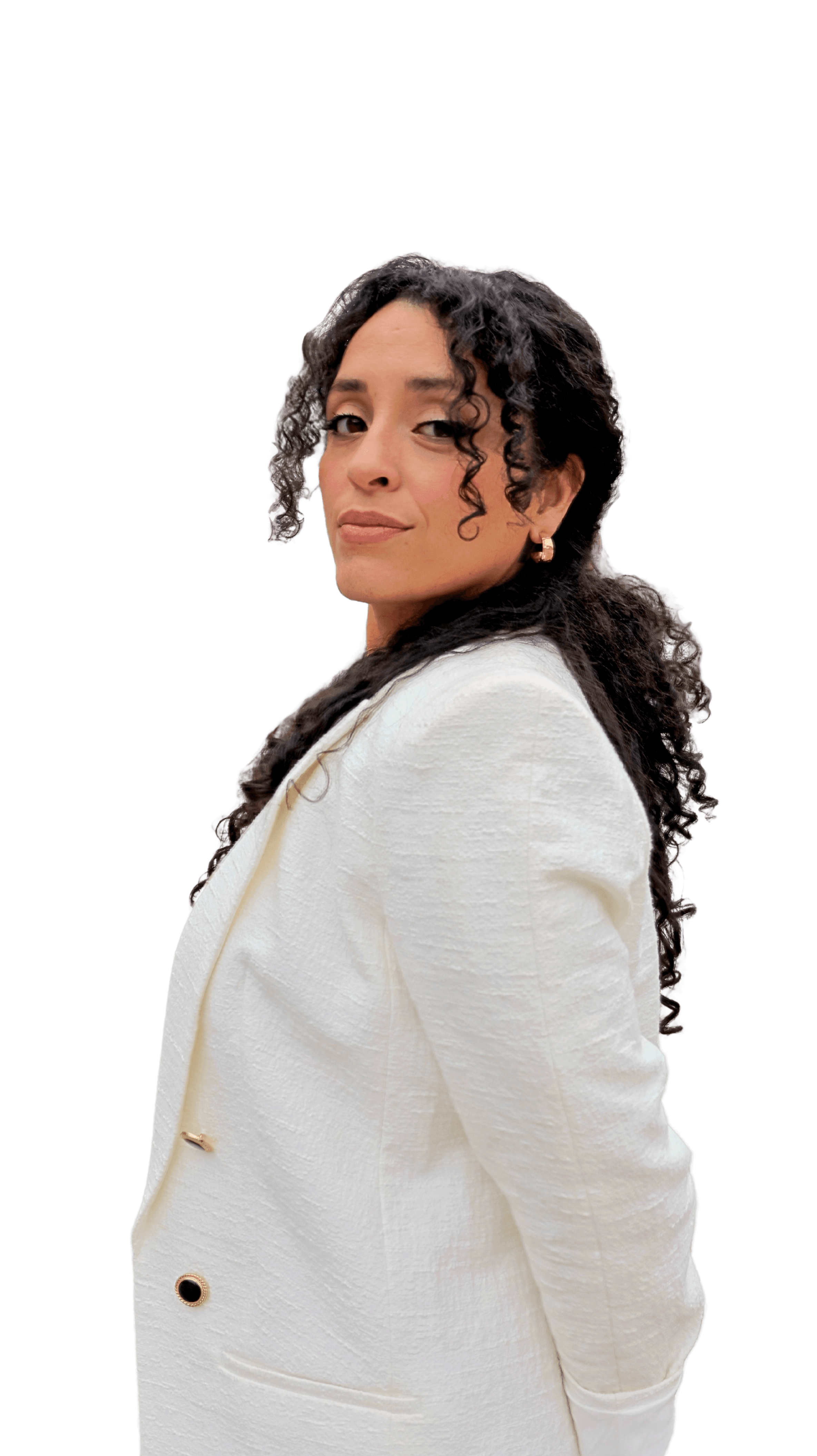 Michi Sanchez speaking at a podium